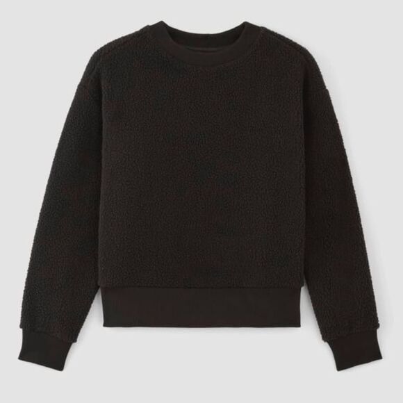 Everlane The ReNew Fleece Oversized Crew Black Size Small NWT - Picture 6 of 8